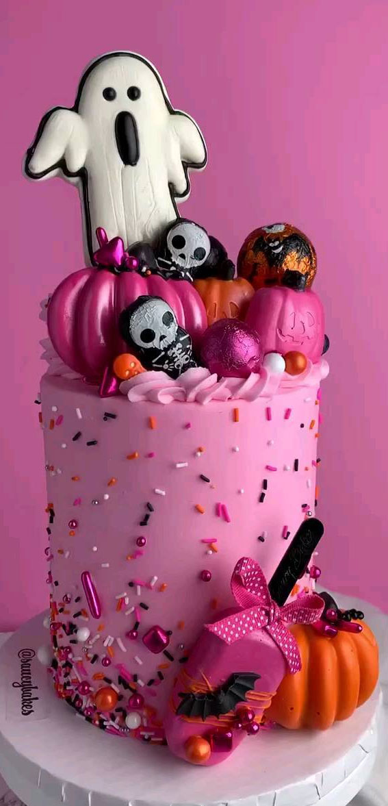 Halloween Cake Ideas for a Frighteningly Delicious Celebration : Pink Pumpkins Pink Cake