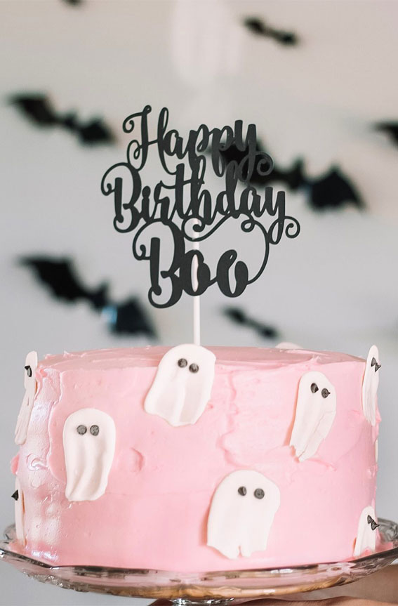 Halloween Cake Ideas for a Frighteningly Delicious Celebration : Pink Buttercream Ghostie Cake