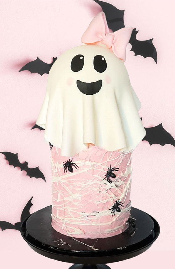 Halloween Cake Ideas for a Frighteningly Delicious Celebration : Girly Ghost Pink Cake