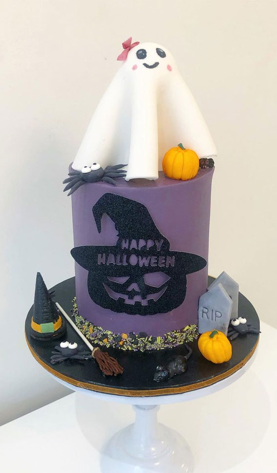 Halloween Cake Ideas for a Frighteningly Delicious Celebration : Purple Cake + Girly Ghost