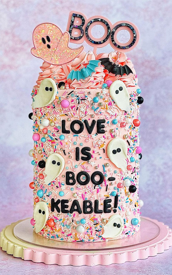 Halloween Cake Ideas for a Frighteningly Delicious Celebration : Ghostie Cake with Colourful Sprinkles