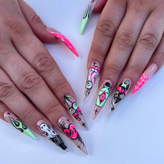 40 Wickedly Halloween Nail Art Ideas : Comic Inspired Halloween Nails