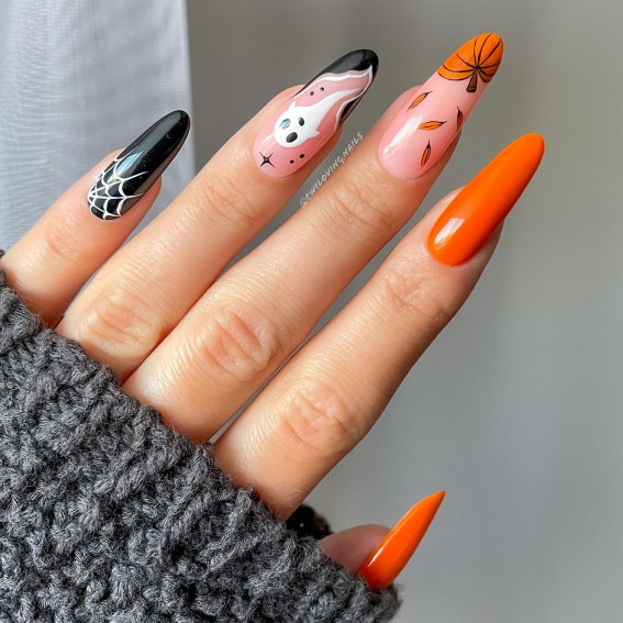 Halloween Nails, Halloween Nail Art, Halloween Nail Art Ideas, Halloween nails pink, Simple Halloween nails, Halloween nails aesthetic, Halloween nails simple