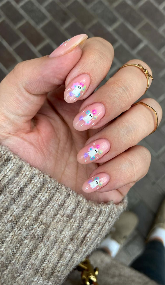 Dazzling Halloween Nails that Turn Heads : Girly Ghosties