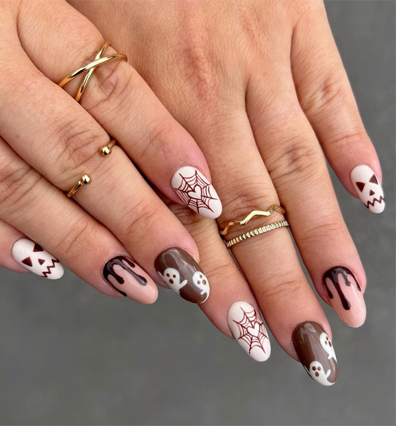 Dazzling Halloween Nails that Turn Heads : Brown Chocolate Halloween Nails