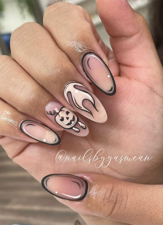 Dazzling Halloween Nails that Turn Heads : Spooky Comic Art Nude Nails