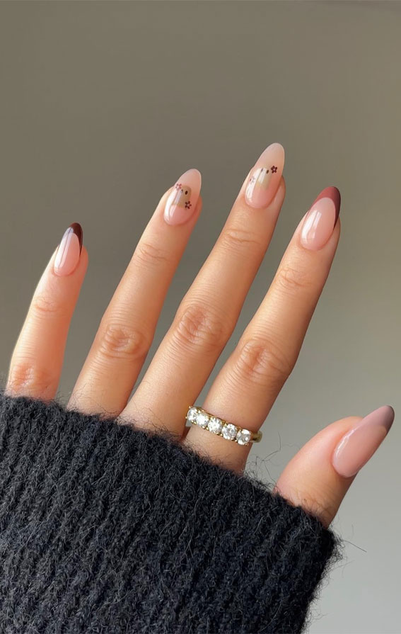 Dazzling Halloween Nails that Turn Heads : Little Ghost Brown French Tip Nails