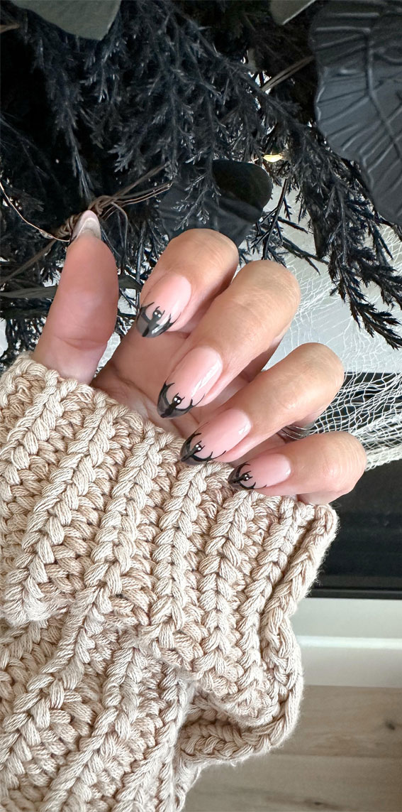 Dazzling Halloween Nails that Turn Heads : Simple & Cute Bat Tip Nails