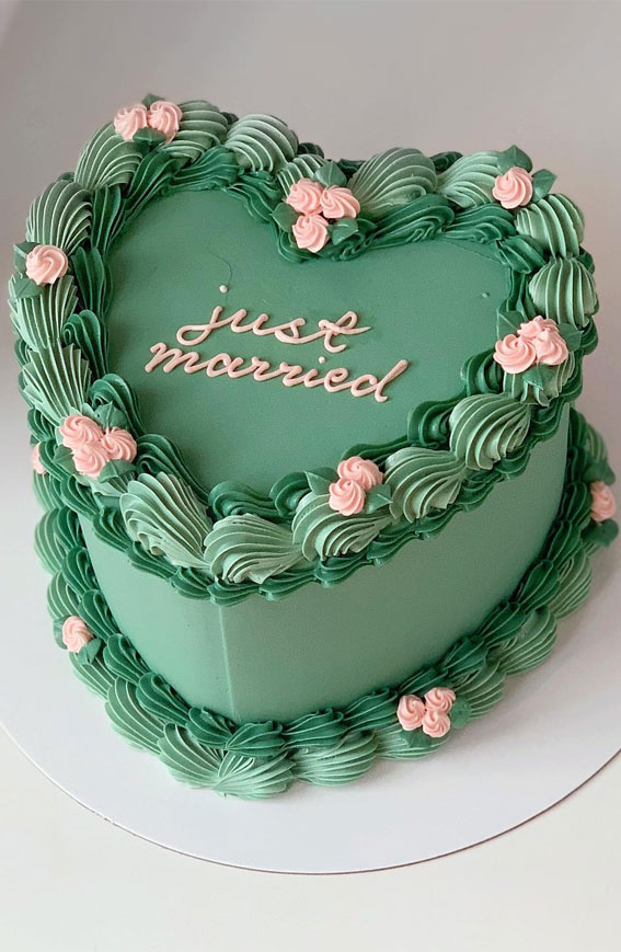 Charming Just Married Cake Ideas with Buttercream Frosting : Floral Whimsy