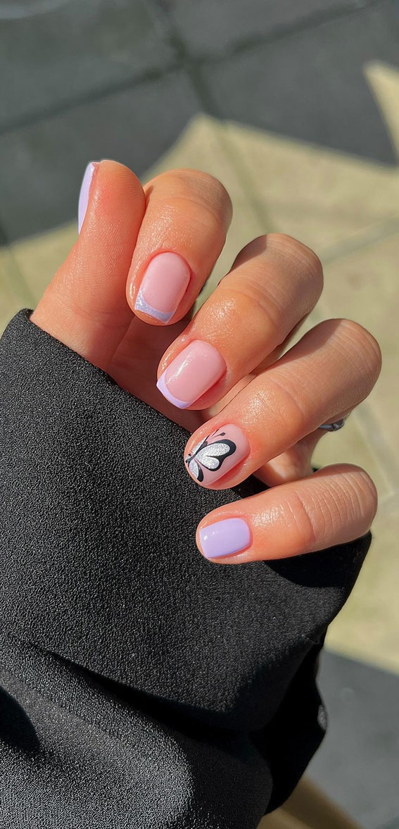 Minimalist Nail Art Ideas That Aren’t Boring : Butterfly & French Tips