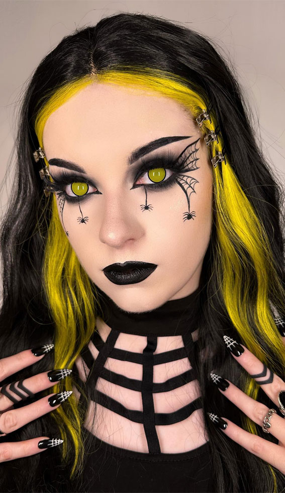 40+ Spooky Halloween Makeup Transformation Ideas : Spider Inspired Makeup