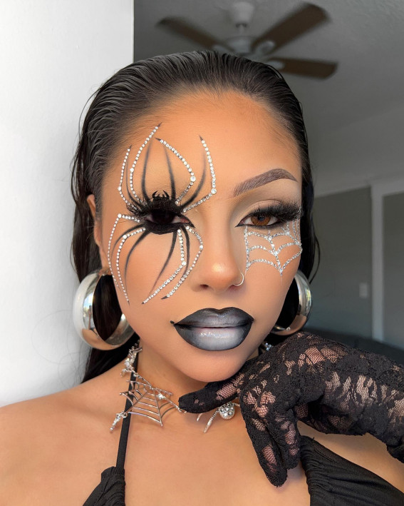 40+ Spooky Halloween Makeup Transformation Ideas : Glam Spider & Spider Web