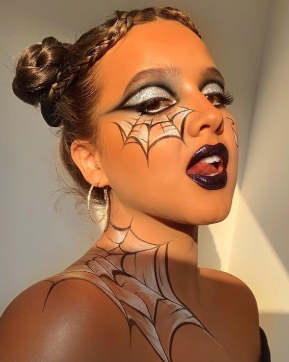 40+ Spooky Halloween Makeup Transformation Ideas : Spider Web Inspired Makeup Look