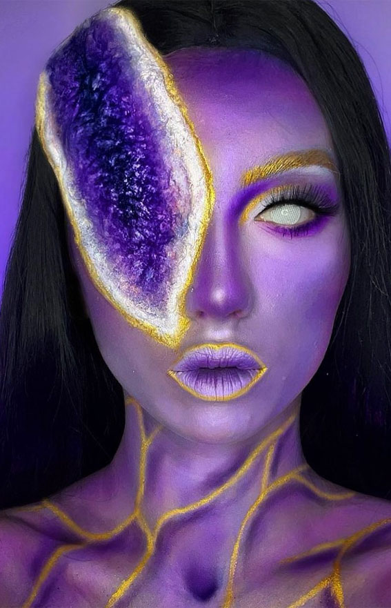 40+ Spooky Halloween Makeup Transformation Ideas : Geode Makeup Look