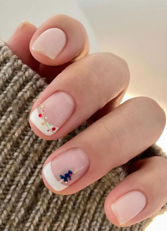 Magical Christmas Nail Art Inspirations : Festive on White Tip Nails