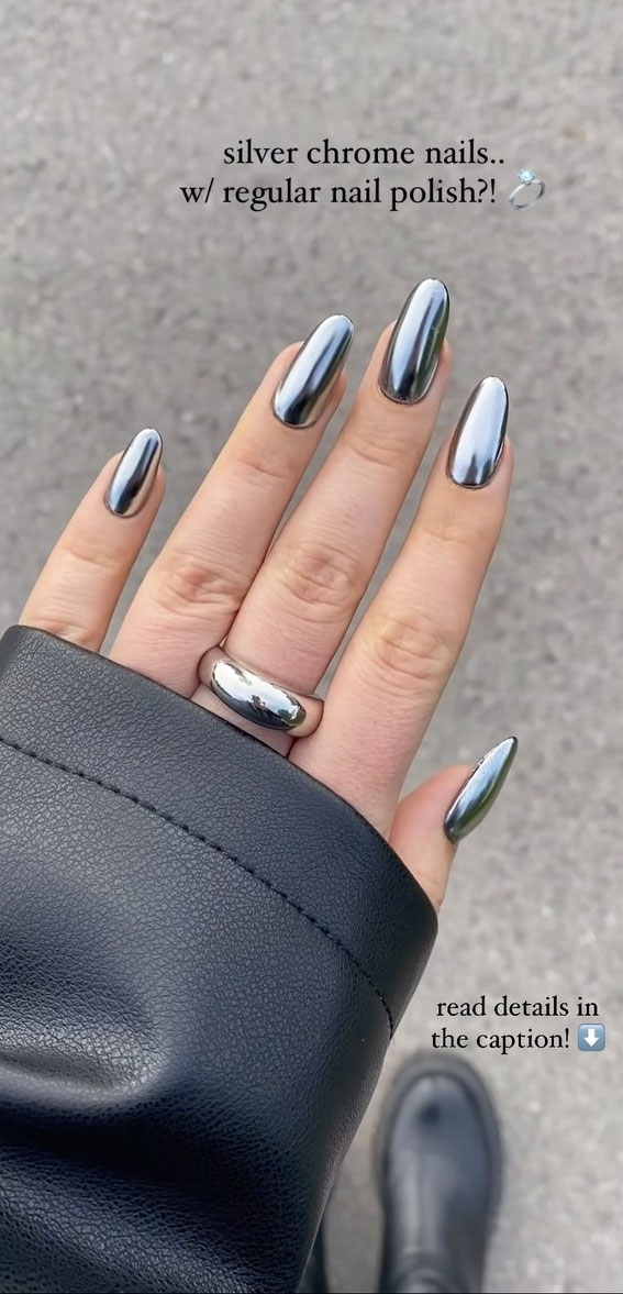 Chrome Elegance 25 Stunning Nail Art Ideas : Silver Chrome Nails