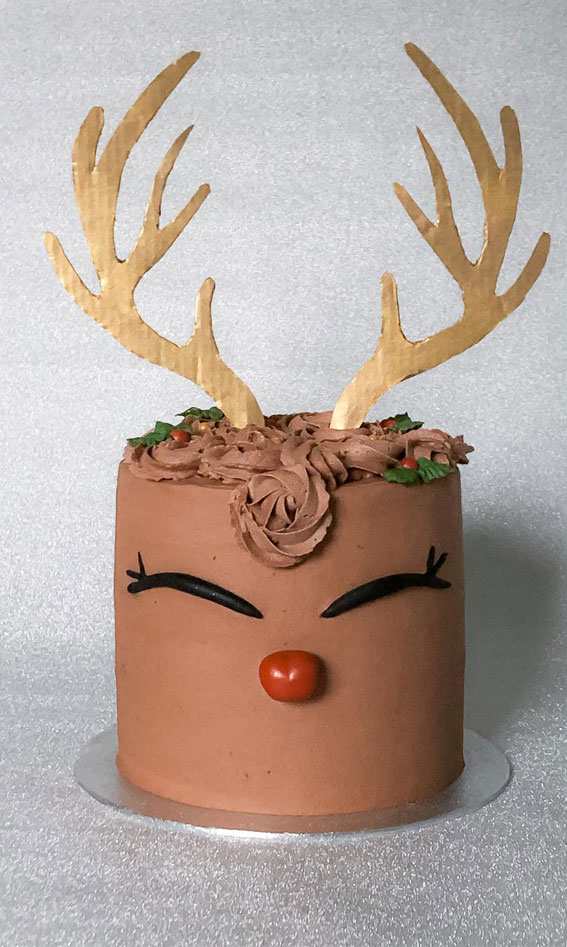 40 Frosty And Festive Christmas Cake Inspirations : Rudolph The Red Nosed Reindeer Cake