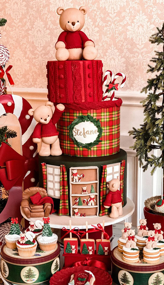 40 Frosty And Festive Christmas Cake Inspirations : Cozy Bear & Sweater Cake