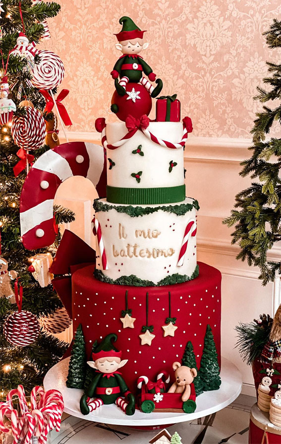 40 Frosty and Festive Christmas Cake Inspirations : Elf Workshop Whimsy
