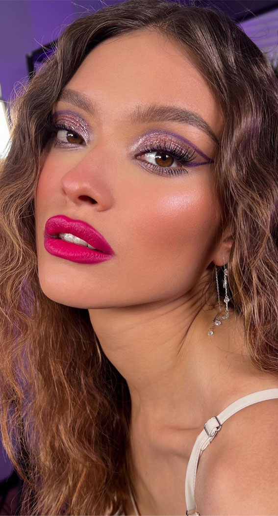 Glamour & Gleam 27 Festive Season Makeup Inspiration : Shimmery + Graphic Liner + Berry Lips