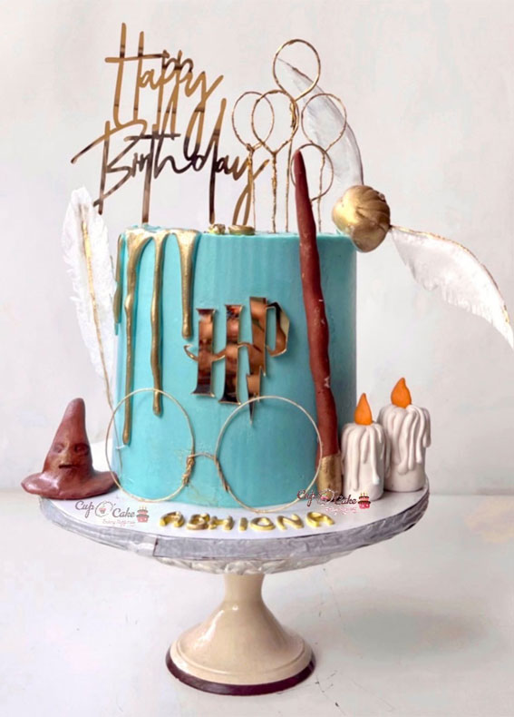 52 Enchanting Harry Potter Cake Ideas For Wizards And Witches : Tiffany Blue Cake
