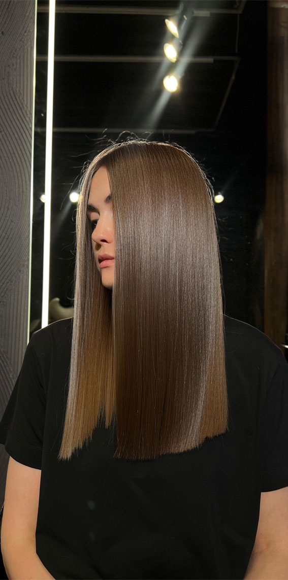 40 Frost-Kissed Hues To Embrace the Chill : Sleek Brunette