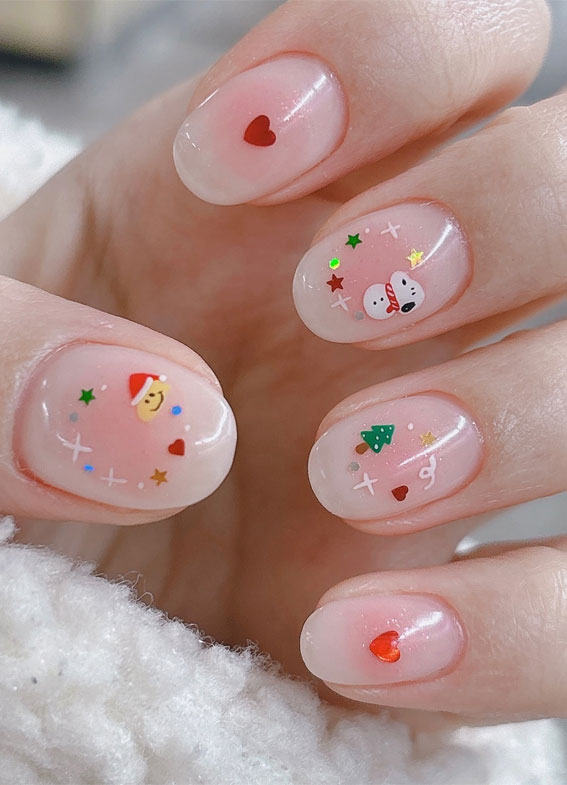 Festive Flourishes in Nail Art : Aura Nails with Festive Characters