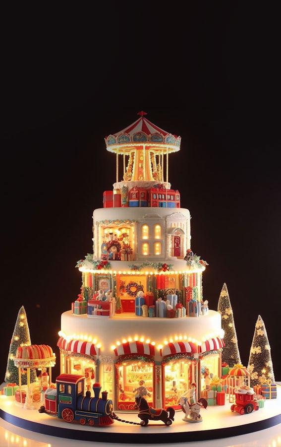 Festive Christmas Cake Delights to Sweeten Your Season : Four Tier Festive Shop Cake