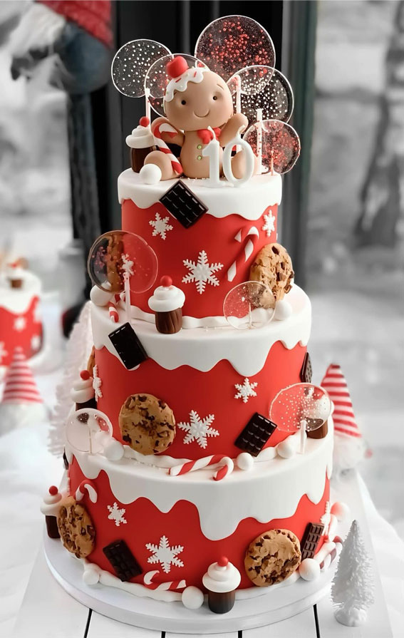 festive cake ideas, festive Christmas cake pictures, Christmas cake, winter cake, winter cake ideas, red festive cake