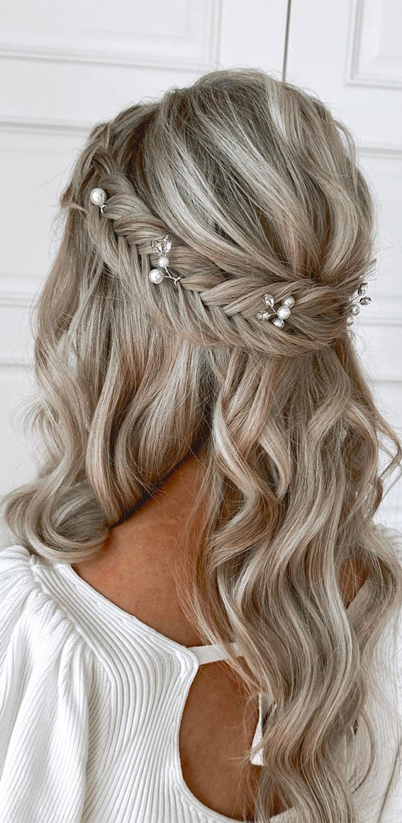 Half-Up Hairstyles That Stand the Test of Time : Pearl-Kissed Perfection