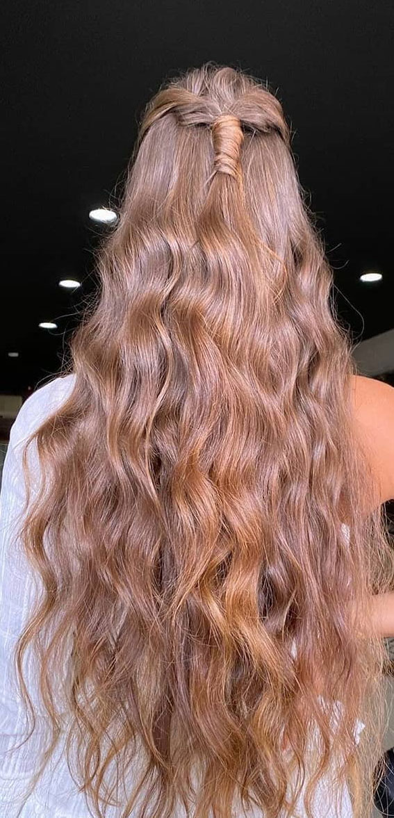 Half-Up Hairstyles That Stand the Test of Time : Half Up with Mermaid Waves