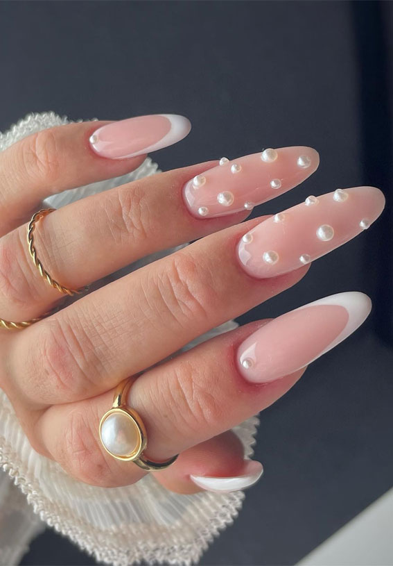 Simple Nail Ideas That’re Perfect for January : Classic French + Pearl Nails
