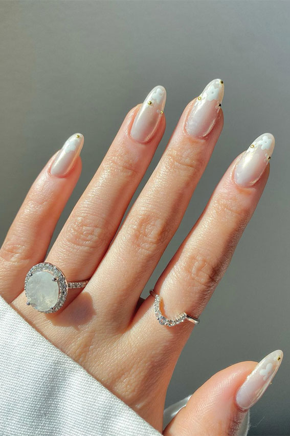 Simple Nail Ideas That’re Perfect for January : Elegance Glazed Donut + Flower Tips