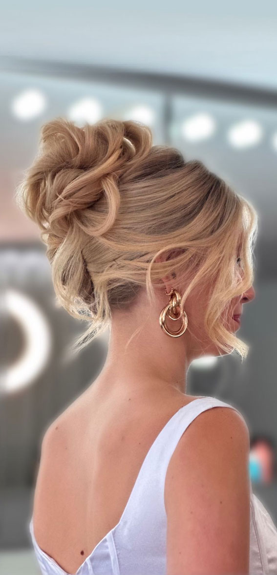 Elevate Your Look with Chic Hairstyling Ideas : Messy French High Updo