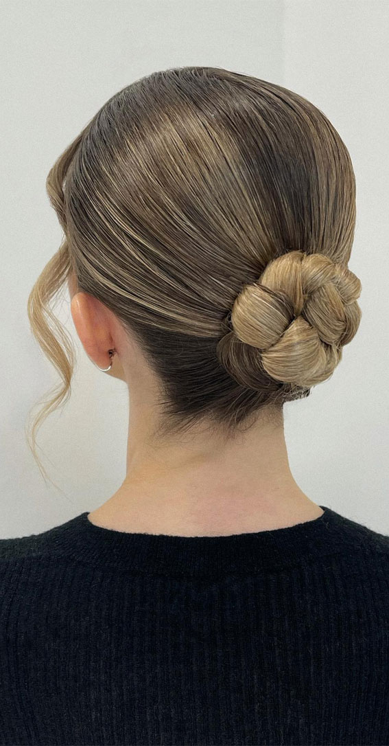 Elevate Your Look with Chic Hairstyling Ideas : Sleek Braid & Twisted Bun