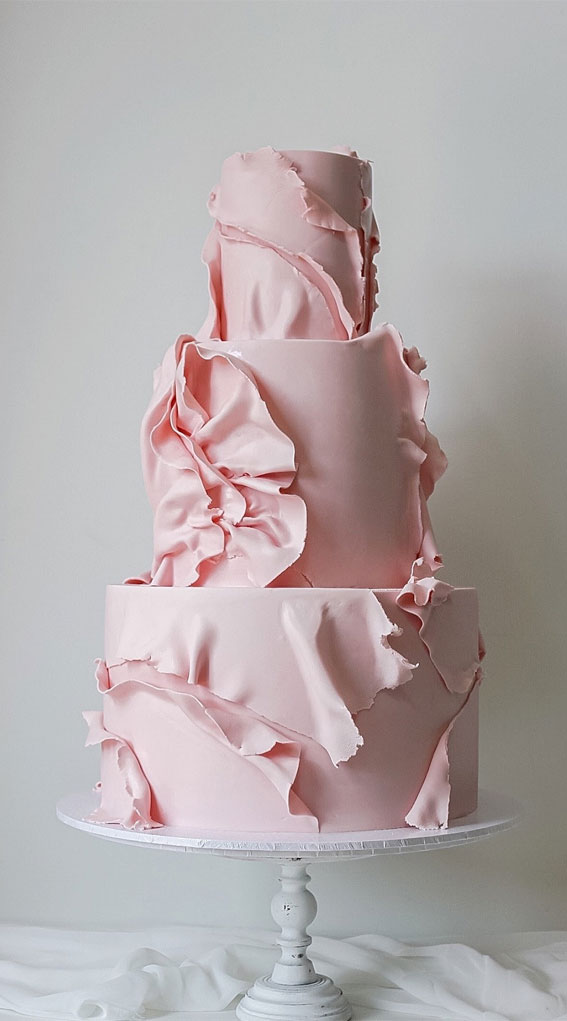 Elegant Bliss Wedding Cake Ideas : Pink Wrapped Fondant Cake