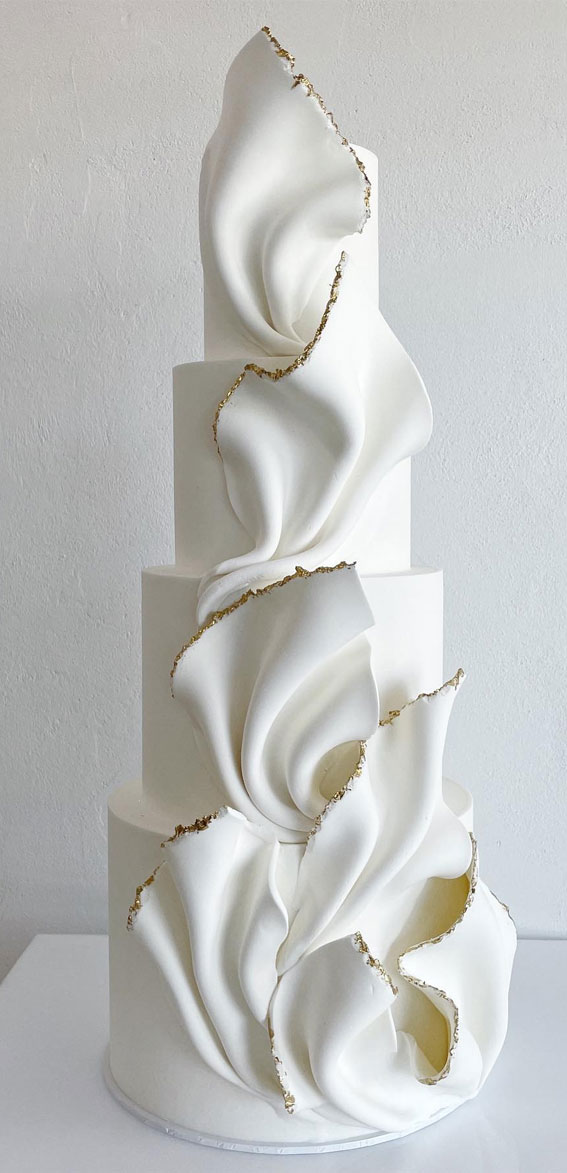 Elegant Bliss Wedding Cake Ideas : Folded Panels Four-Tier Wedding Cake