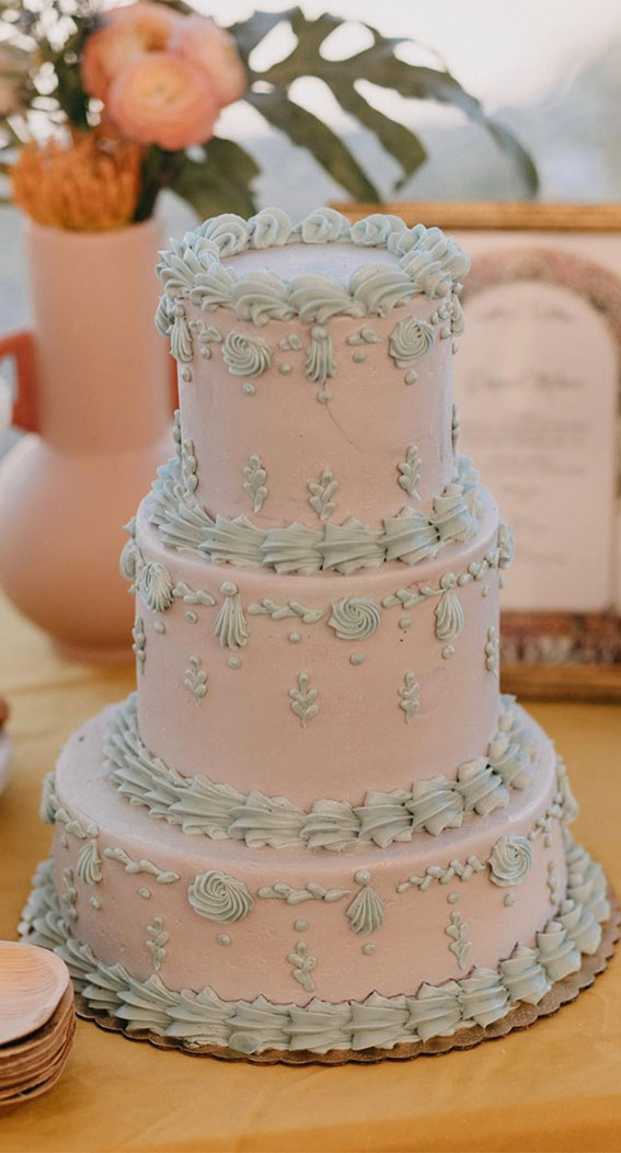 Elegant Bliss Wedding Cake Ideas : Three Tier Green & White Cake
