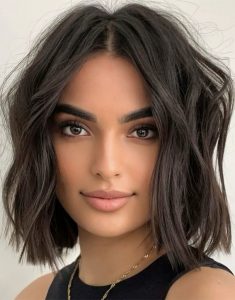 Creative Inspirations for Bob Haircut Styles : Middle Part Textured ...