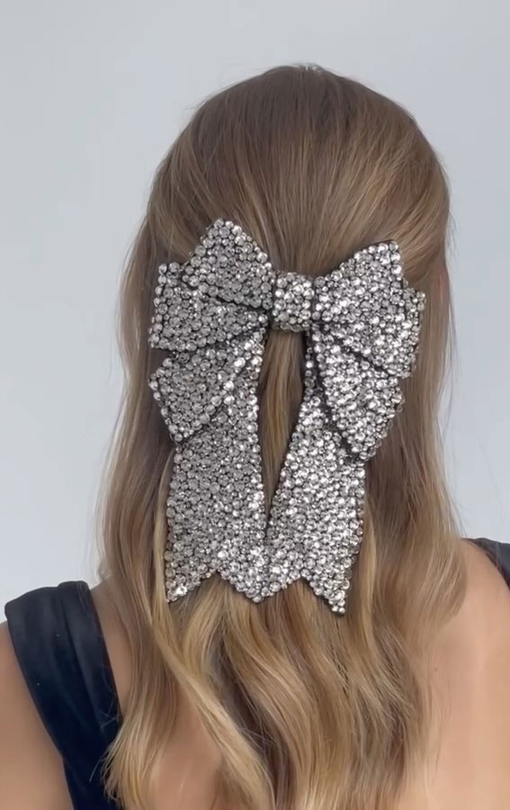 A Trendy Collection of Hairstyles Adorned with Chic Bows : Half Up with Oversized Embellished-Bow