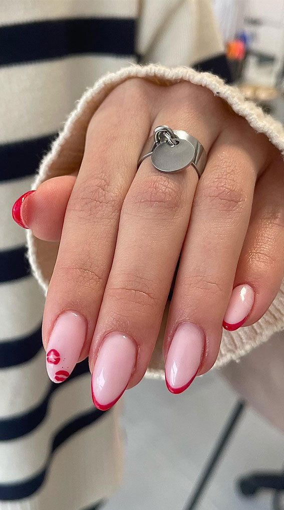 Valentine’s Day Nail Art Collection : Charm Red Tips + Red Lips