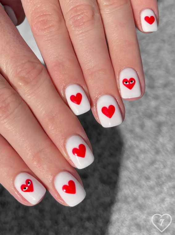 30+ Love-Inspired Nail Aesthetics : Red Heart + Comme Des Garcons Nails