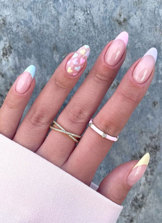 Valentine’s Day Nail Art Collection : Charming Pastel Love Heart Nails