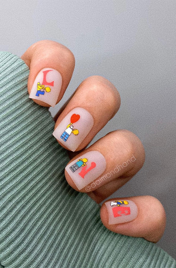 30+ Love-Inspired Nail Aesthetics : Love Letters & Lego-Inspired Nails