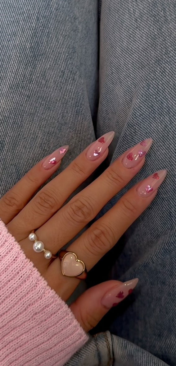 Valentine’s Day Nail Art Collection : Pink Mini Chrome Heart