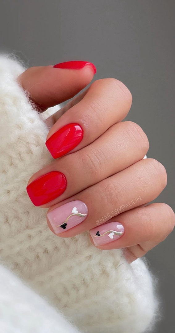 Valentine’s Day Nail Art Collection : Small Heart + Red Nails