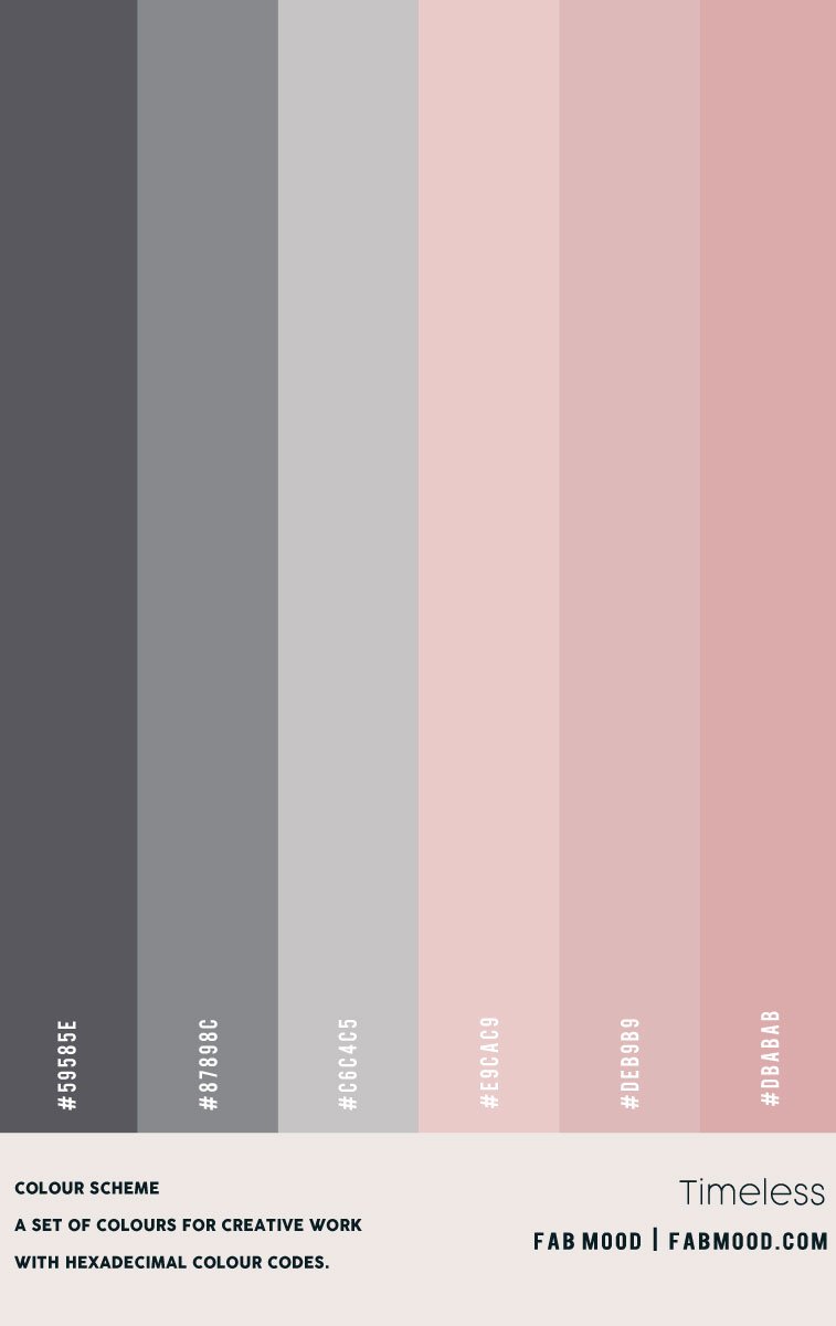 color scheme, color combination, pink and grey, rosy pink and grey colour combination, rosy pink and grey color combo, dusty pink and grey color scheme