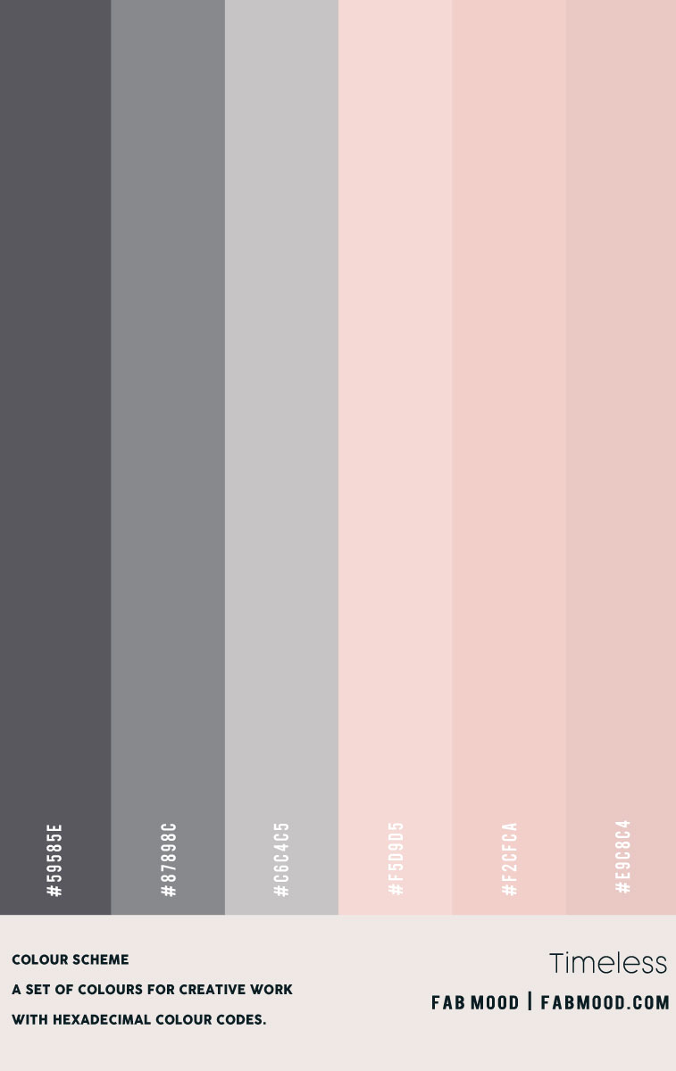 color scheme, color combination, pink and grey, rosy pink and grey colour combination, rosy pink and grey color combo, dusty pink and grey color scheme