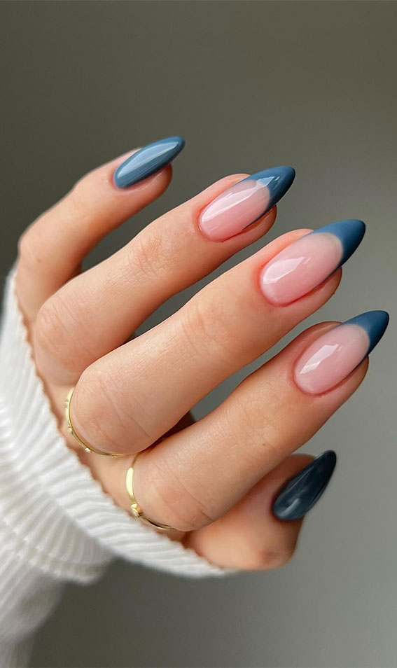 25 Gorgeous Blue Nails : French Tips and Subtle Paint Nails