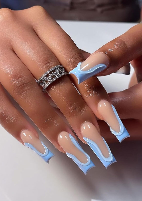 25 Gorgeous Blue Nails : Whimsical Sky